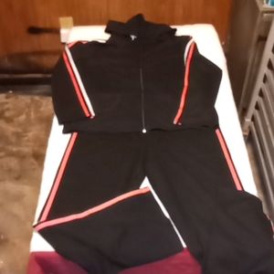 Bobbie Brooks LG. (12-14) Black Pink And White Sweat Pants And Hoodie Jacket
